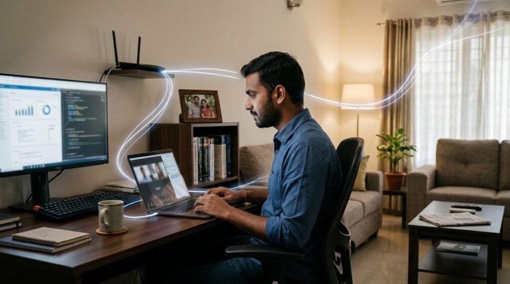 Work From Home में Camera On: नौकरी, निगरानी और Privacy की असली लड़ाई। 2026 2 Work From Home